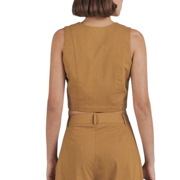 New Women’s Charlie Holiday Camilla Linen Blend Vest Size 8 - Picture 4 of 9